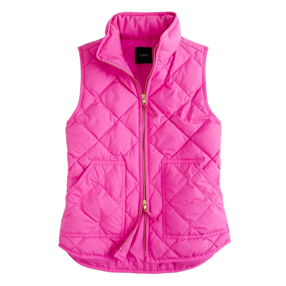 J Crew Excursion Quilted Vest Fuchsia
